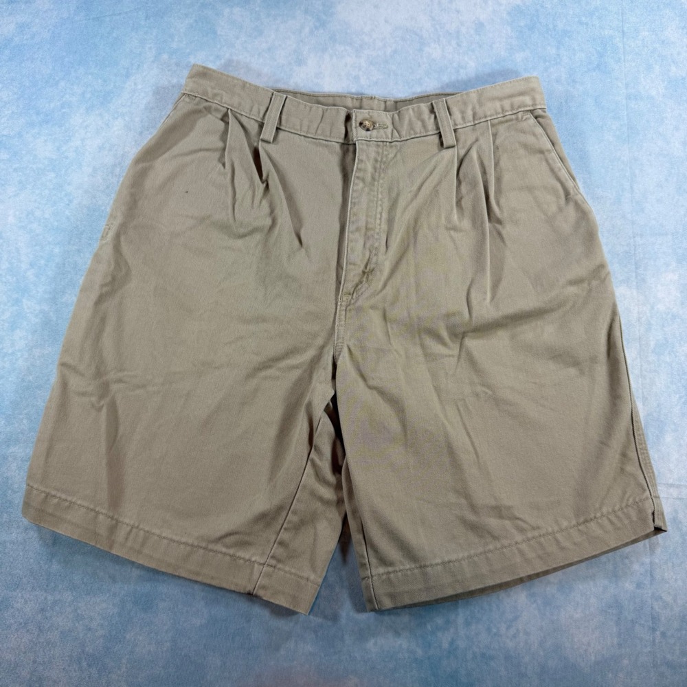 Carhartt Canvas Work Shorts Mens 33 Khaki Excellent Pleated B133 KHI Utility